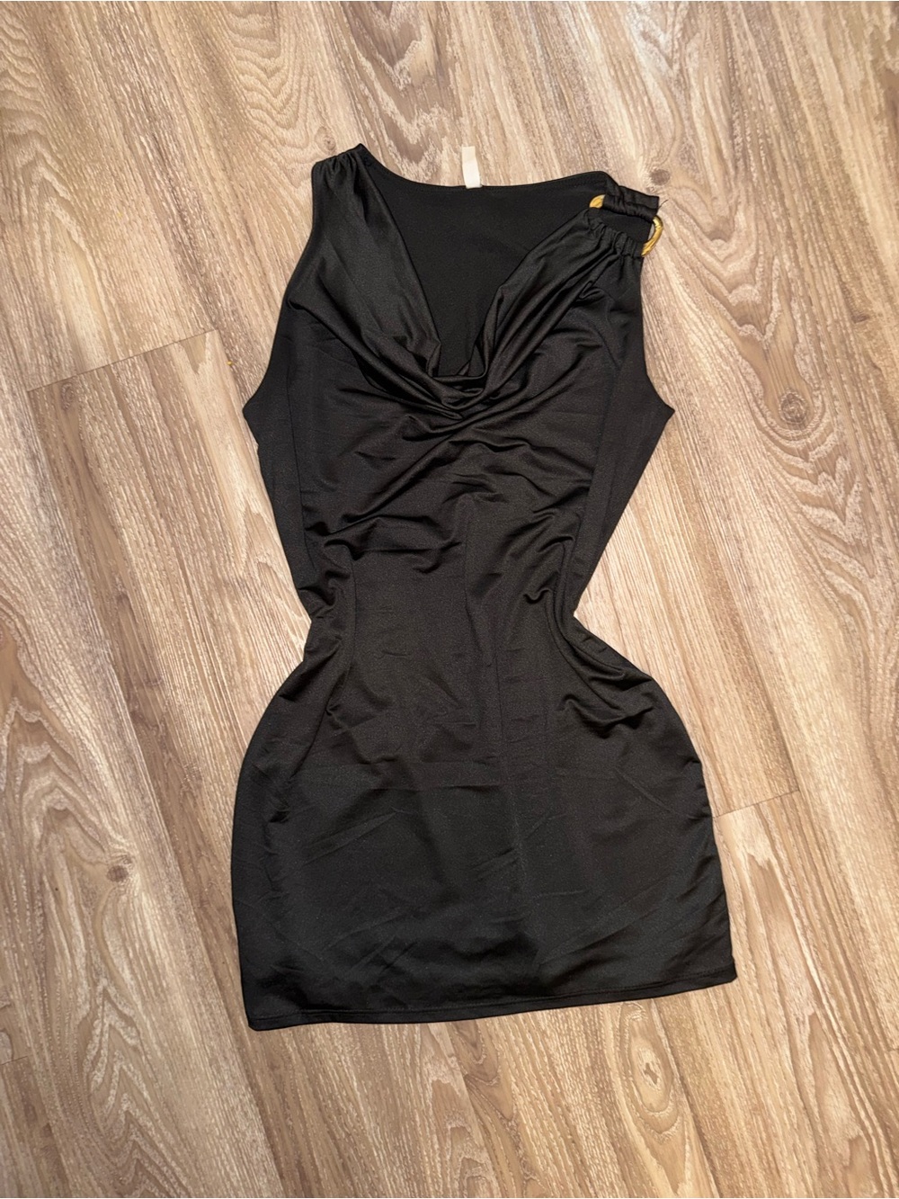 Black Draped One-Shoulder Bodycon Dress